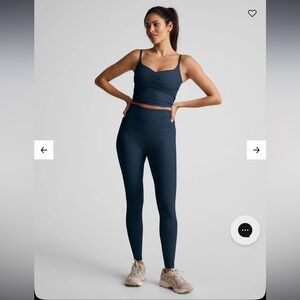 Beyond Yoga Spacedye Raise The Barre Shirred Legging Nocturnal Navy Medium